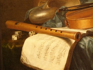 Pieter de Ring Still Life with Musical Instruments - Detail of Early Baroque Recorder
